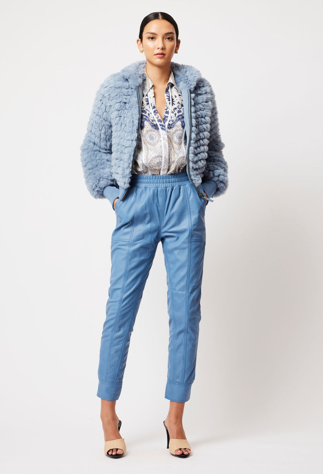 OnceWas Stella Leather Jogger in Zenith