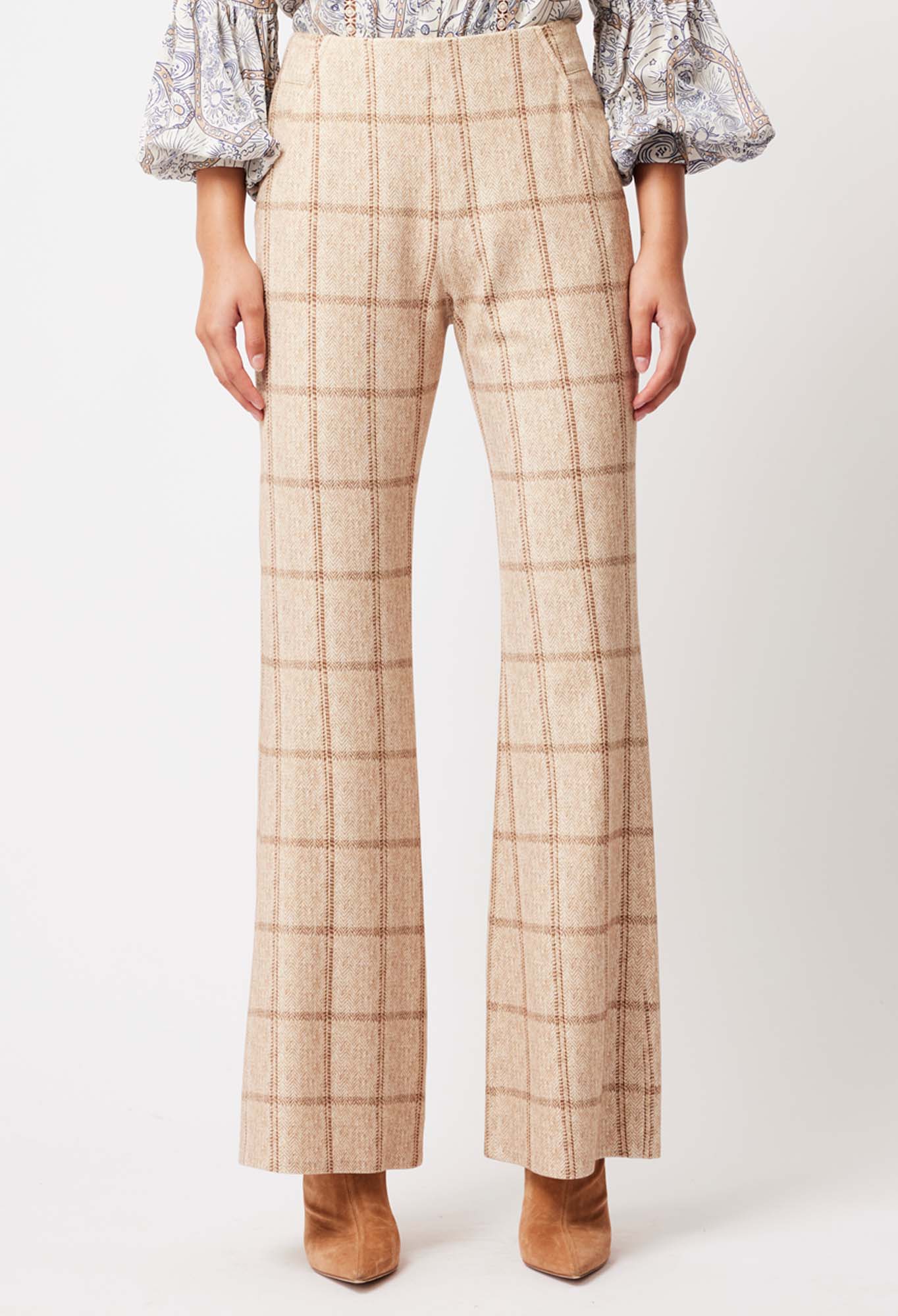 Getty Ponte Pant in Oatmeal Check