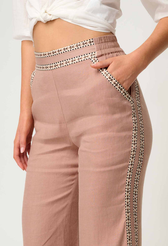 OnceWas Zara Linen Viscose Pant in Dune