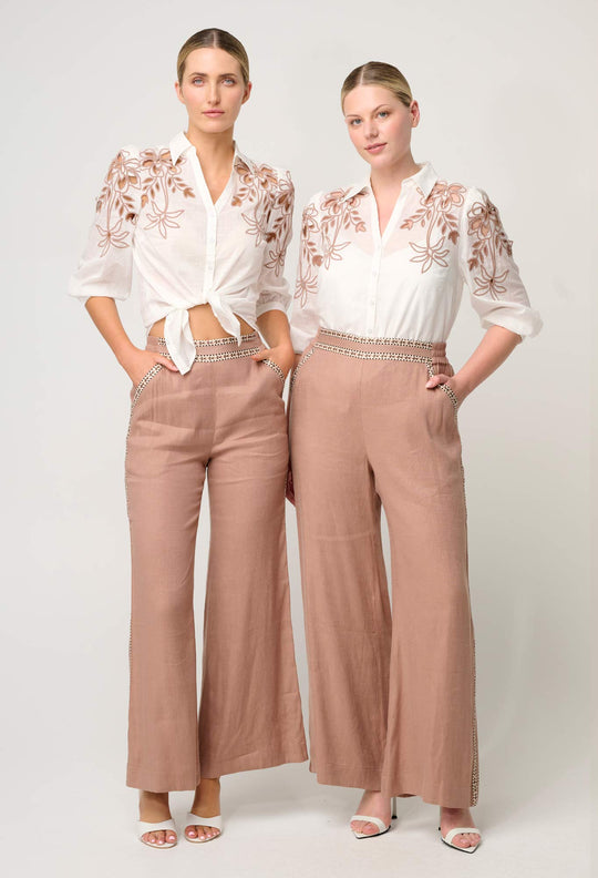 OnceWas Zara Linen Viscose Pant in Dune