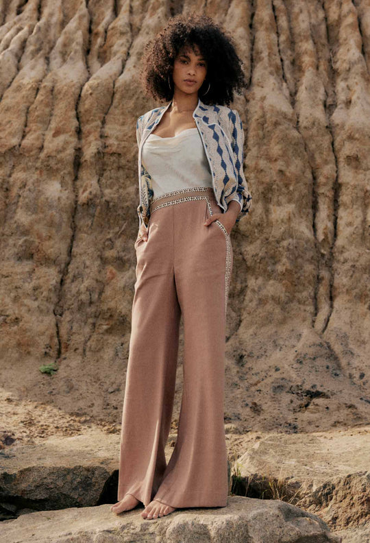 OnceWas  Zara Linen Viscose Pant in Dune