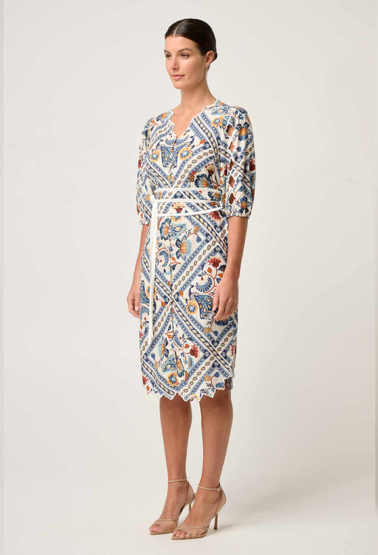 OnceWas Theia Viscose Scallop Embroidered Dressn Petinos Floros