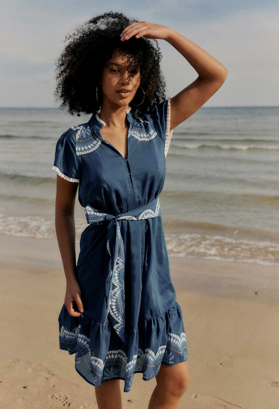 OnceWas Lilia Cotton Silk Dress in Topaz