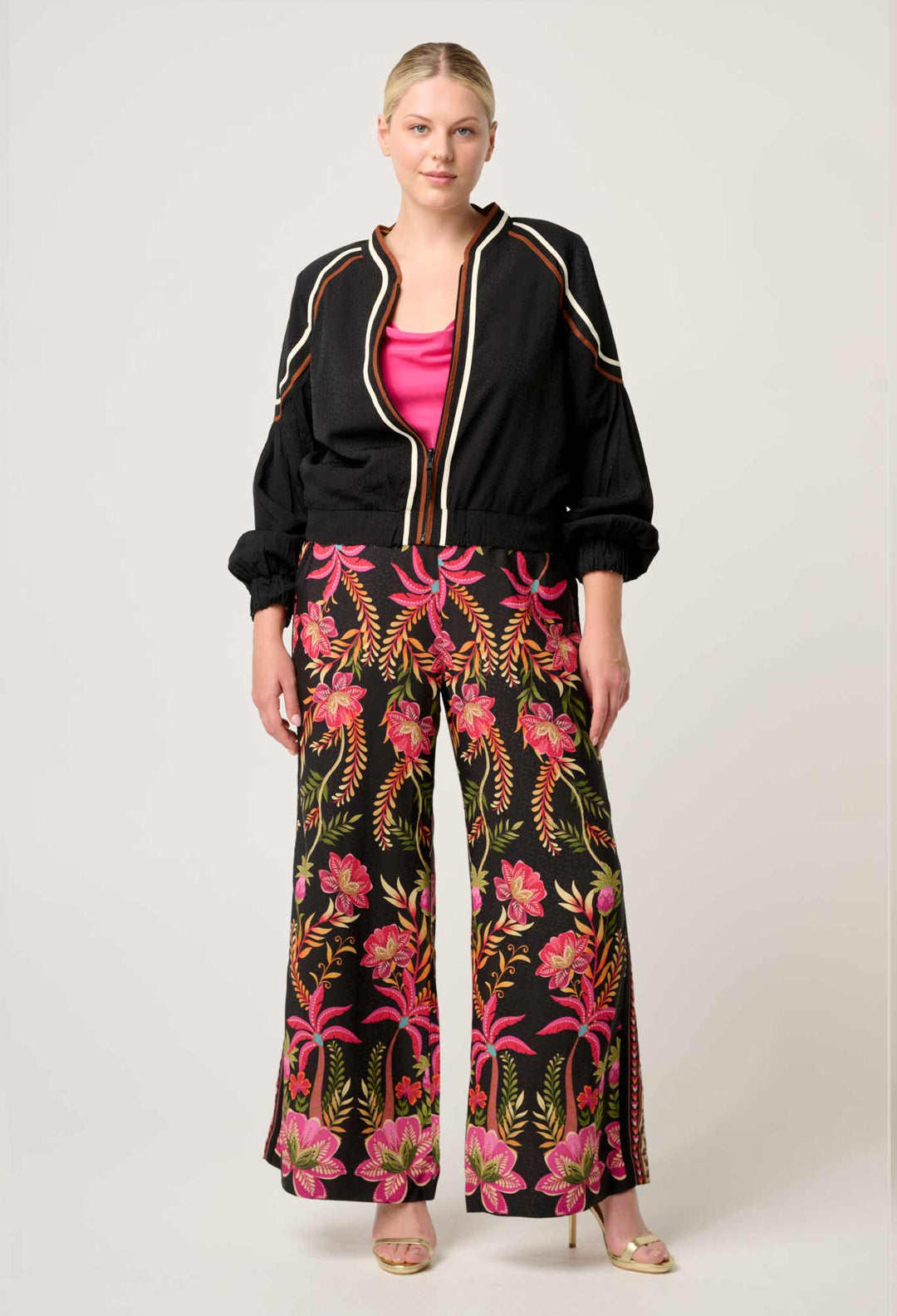 Arabella Reversible Viscose Jacket in Anthos Lótos/Black