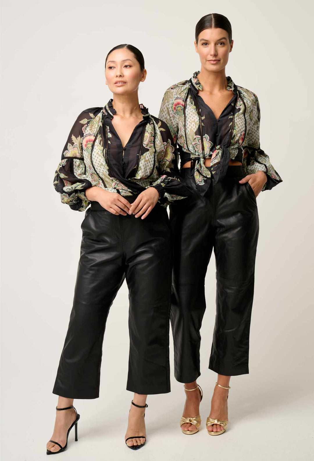 OnceWas PETITE Espada Cotton Silk Blouse in Mariposa Nero