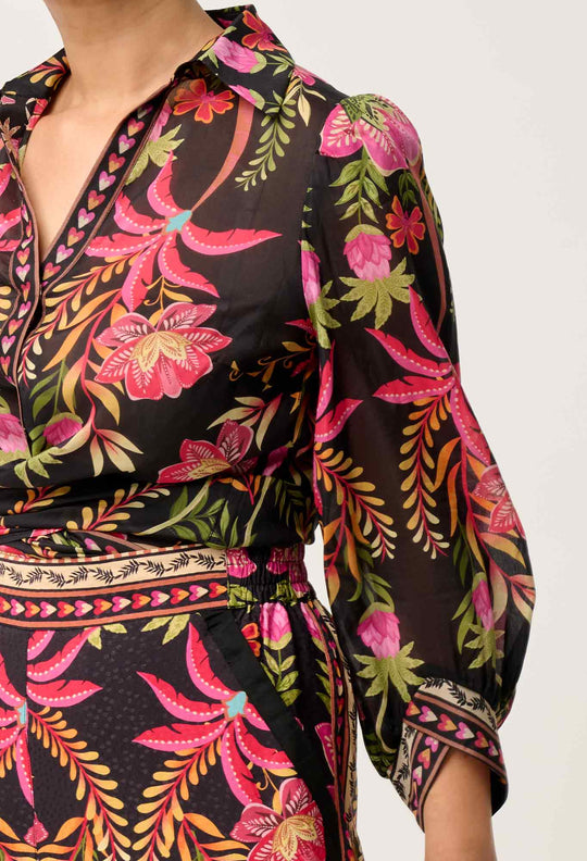 OnceWas PETITE Elysian Silk Cotton Shirt in Anthos Lótos