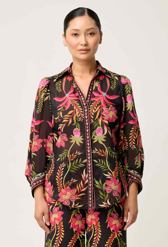 OnceWas PETITE Elysian Silk Cotton Shirt in Anthos Lótos