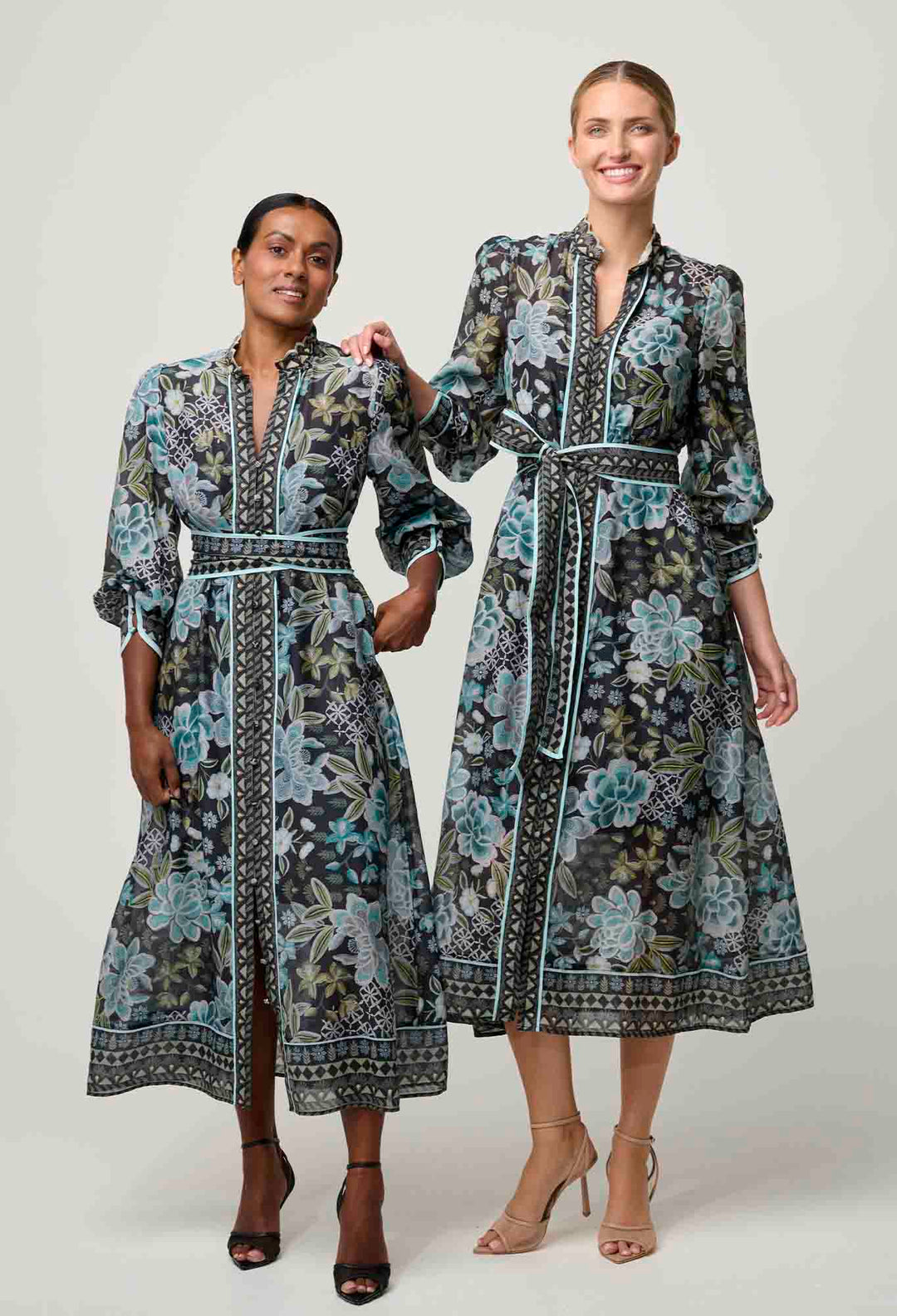 OnceWas PETITE Sienna Cotton Silk Midi Dress in Dahlia Fields