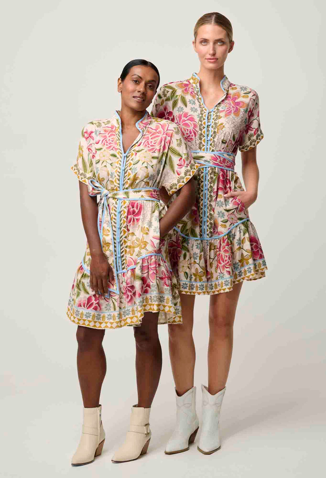 OnceWas PETITE Clementine Linen Viscose Shirt Dress in Azalea Fields