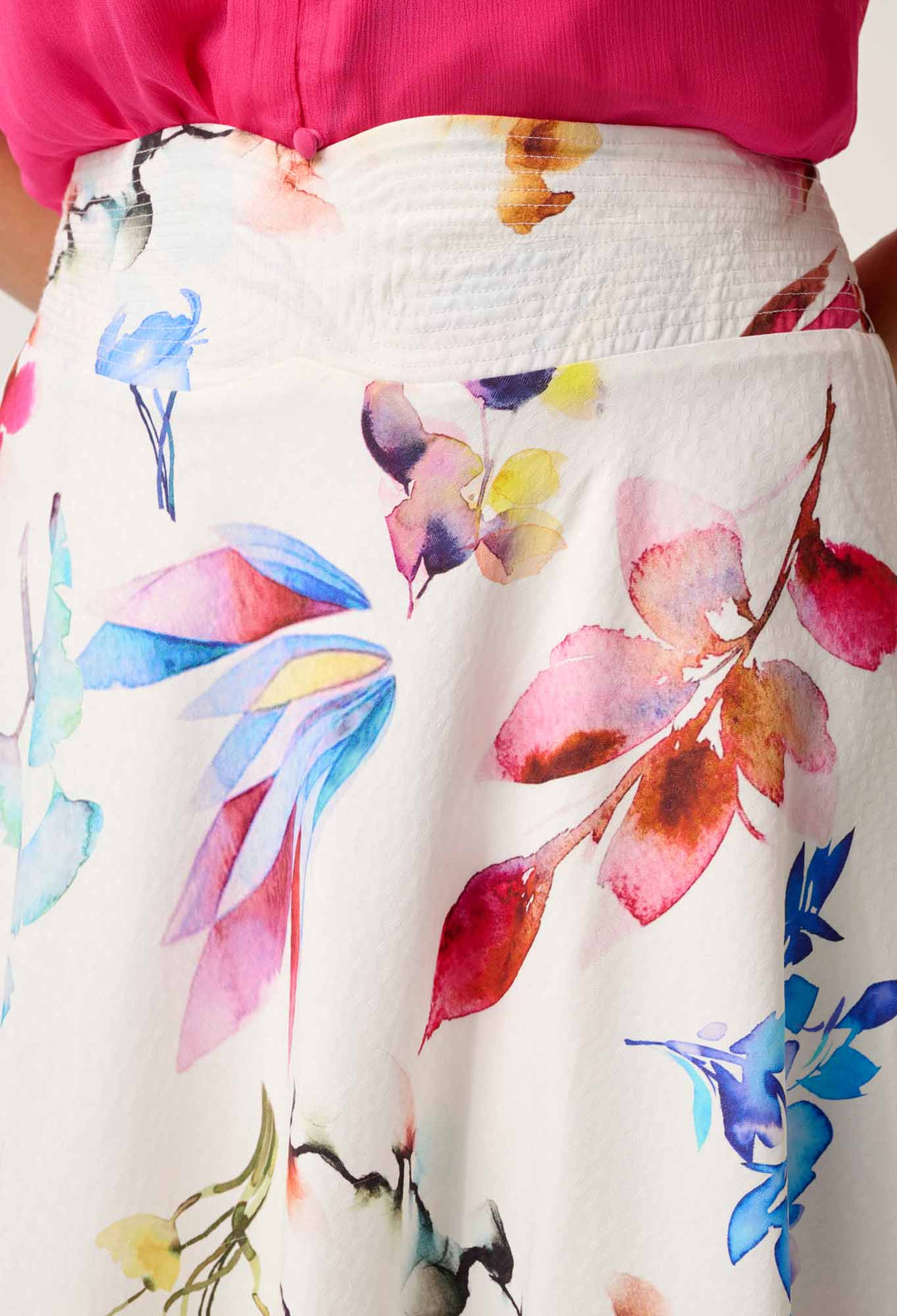 OnceWas PETITE Pandorea Viscose Yoke Skirt in Plume Blossom