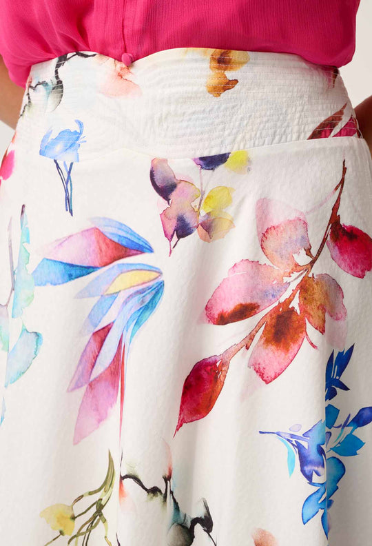 OnceWas PETITE Pandorea Viscose Yoke Skirt in Plume Blossom