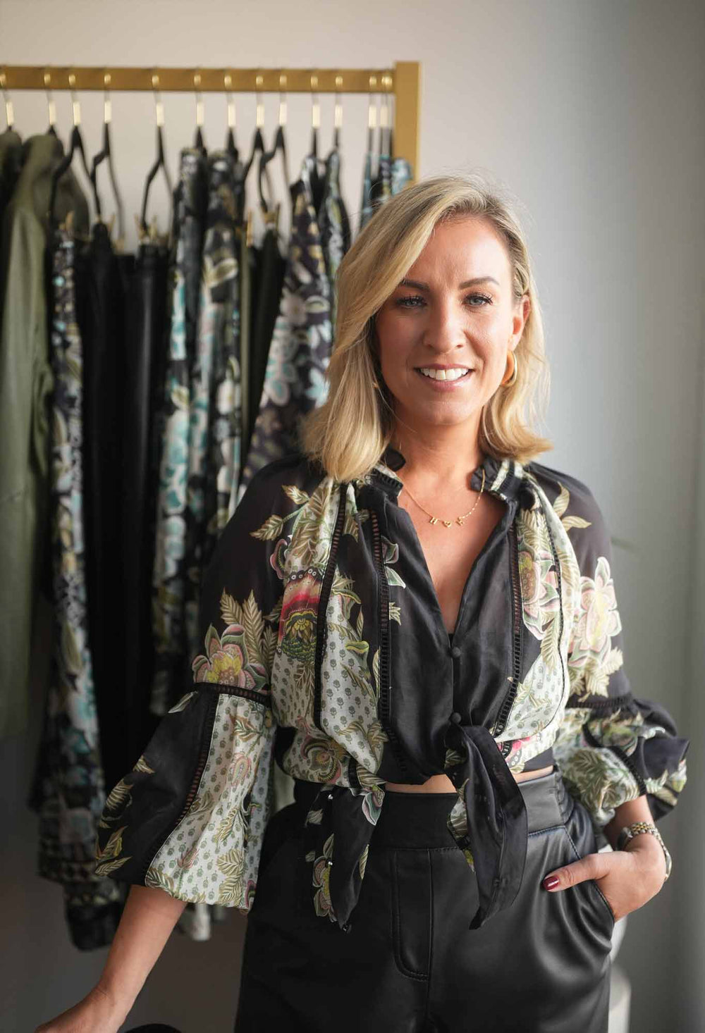 PETITE Espada Cotton Silk Blouse in Mariposa Nero