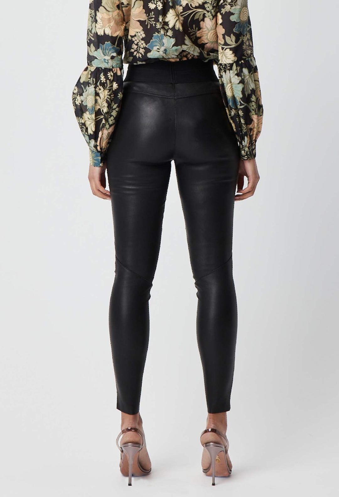 OnceWas Seline Skinny Leg Stretch Leather Pant in Black