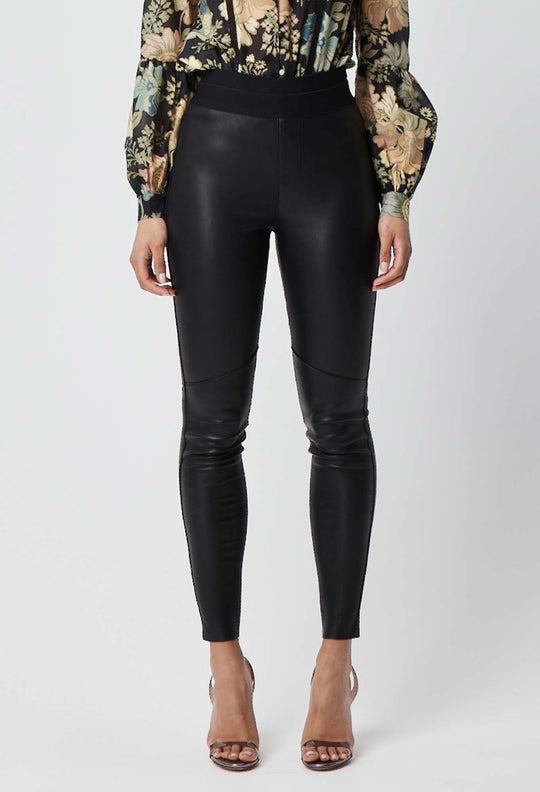 OnceWas Seline Skinny Leg Stretch Leather Pant in Black