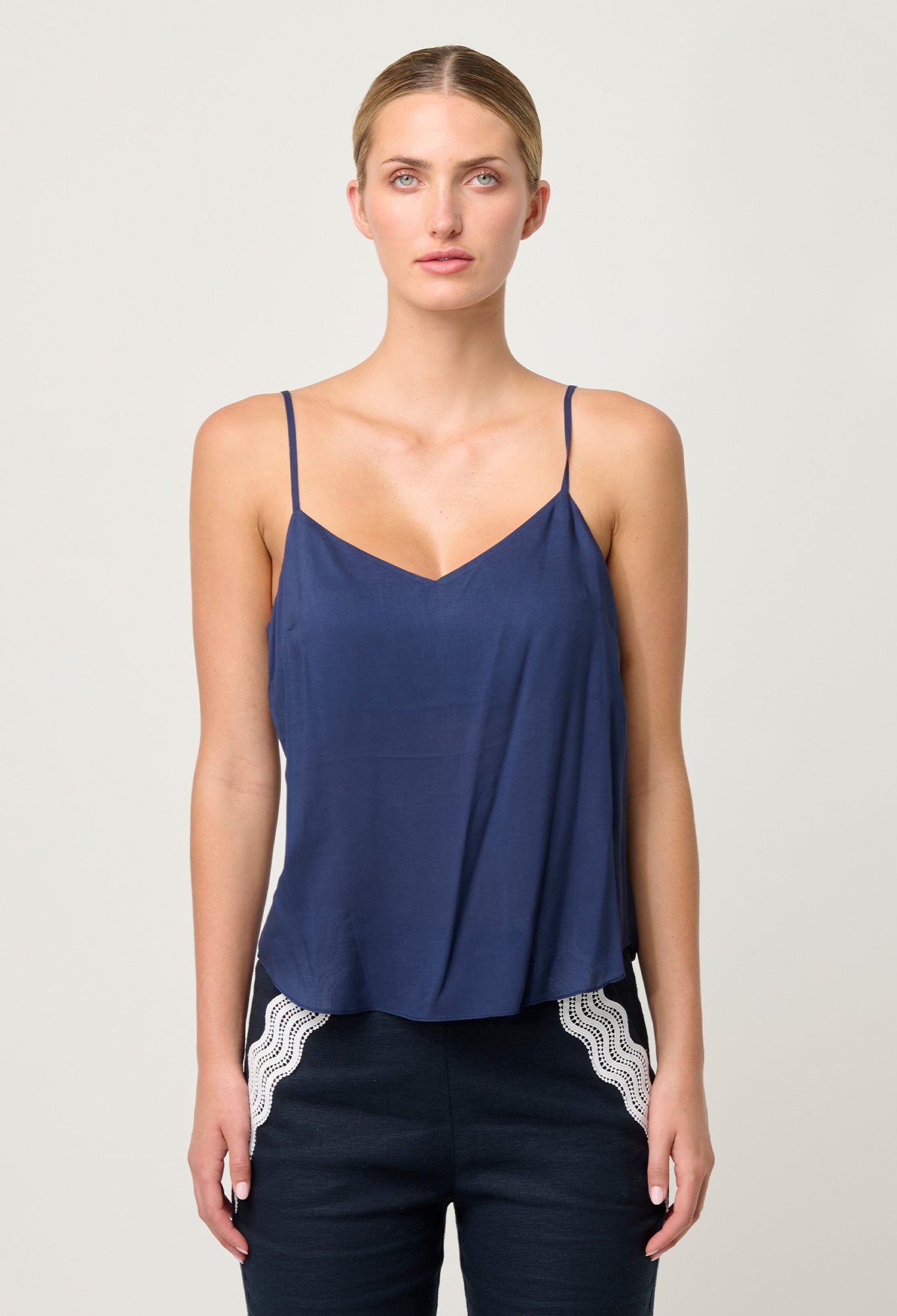 OnceWas Viscose Cami Top in Navy