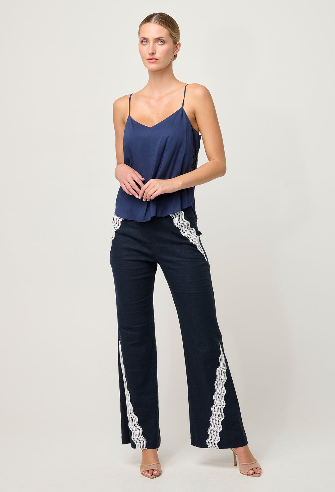 OnceWas Viscose Cami Top in Navy