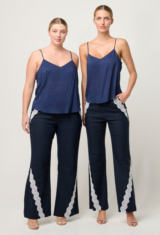 OnceWas Viscose Cami Top in Navy