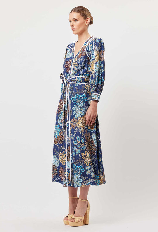 OnceWas Laguna Cotton Silk Binding Coat Dress