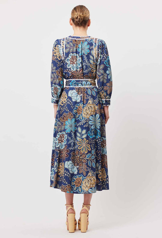 OnceWas Laguna Cotton Silk Binding Coat Dress