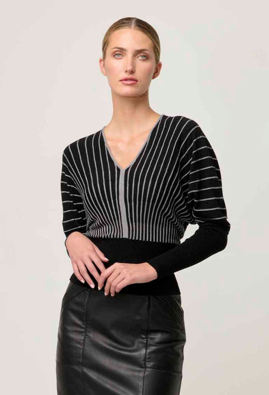Francine Viscose Nylon Knit Top in Onyx