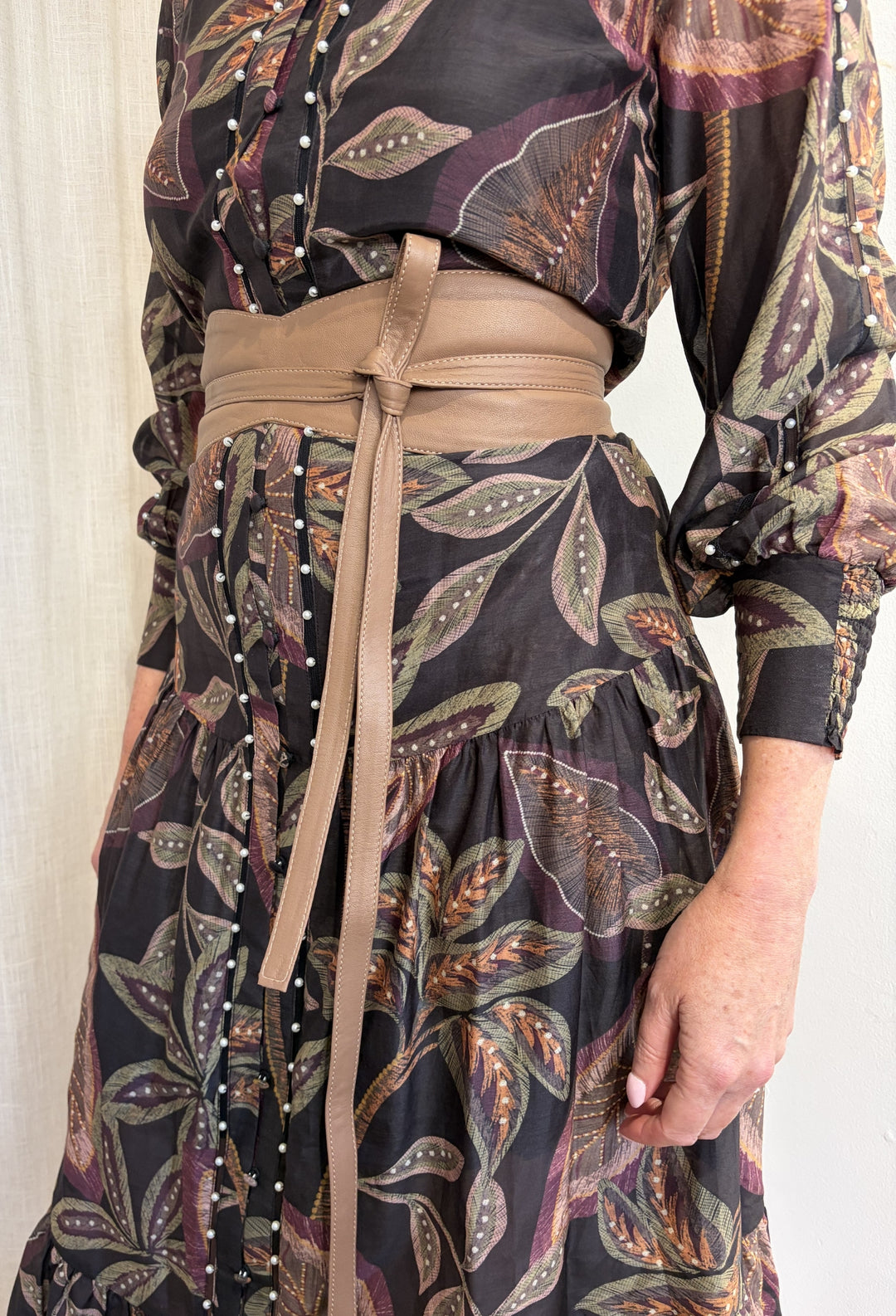 Silk Scarf in Cathedral Botanic & Marilyn Belt in Husk Gift Set