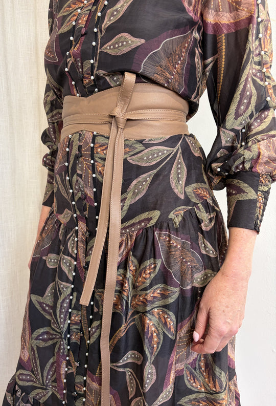 Silk Scarf in Cathedral Botanic & Marilyn Belt in Husk Gift Set