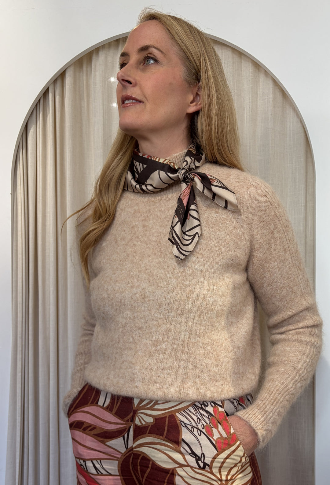 Silk Scarf in Cathedral Botanic & Marilyn Belt in Husk Gift Set