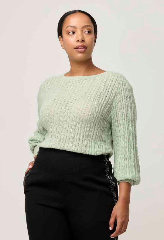 Solana Alpaca Wool Knit Top in Celadon
