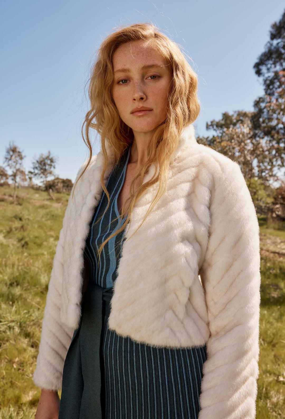 Altair Faux Fur Jacket in Porcelain