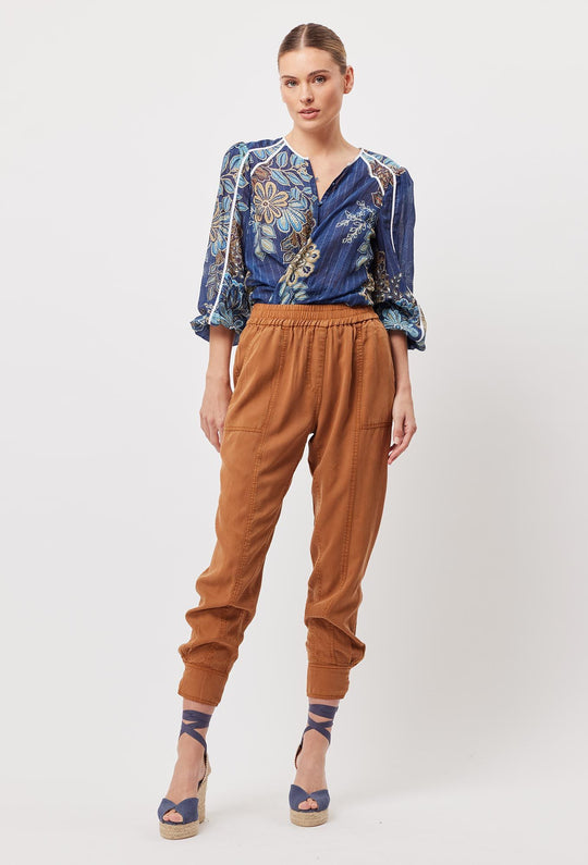 Tulum Tencel Press Stud Jogger in Bronzed