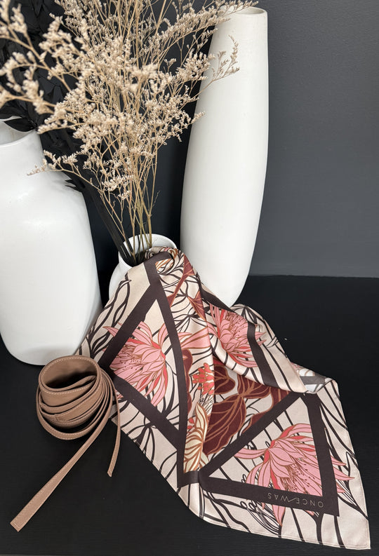 Silk Scarf in Cathedral Botanic & Marilyn Belt in Husk Gift Set