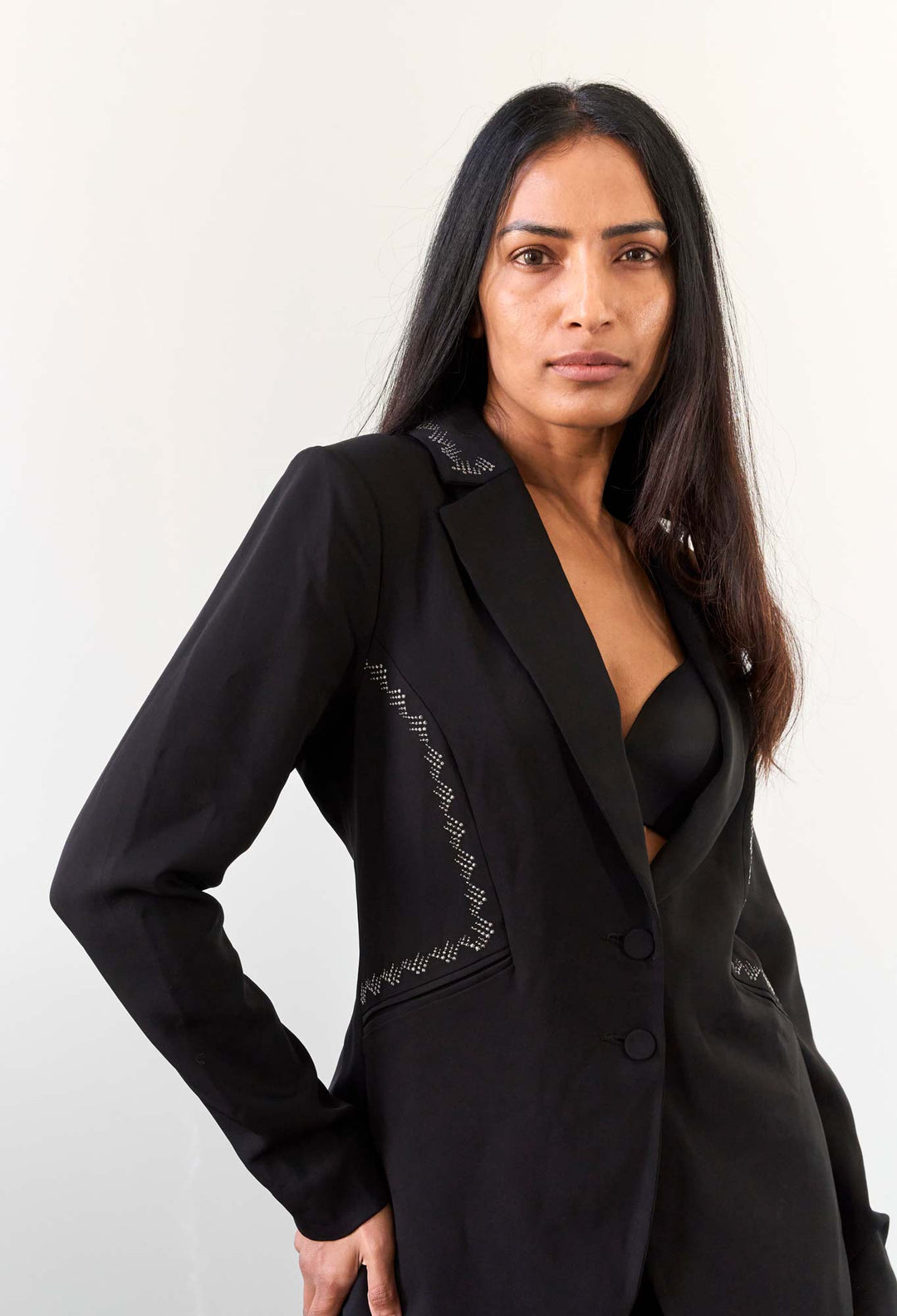 Elvira Viscose Stretch Crepe Blazer in Onyx