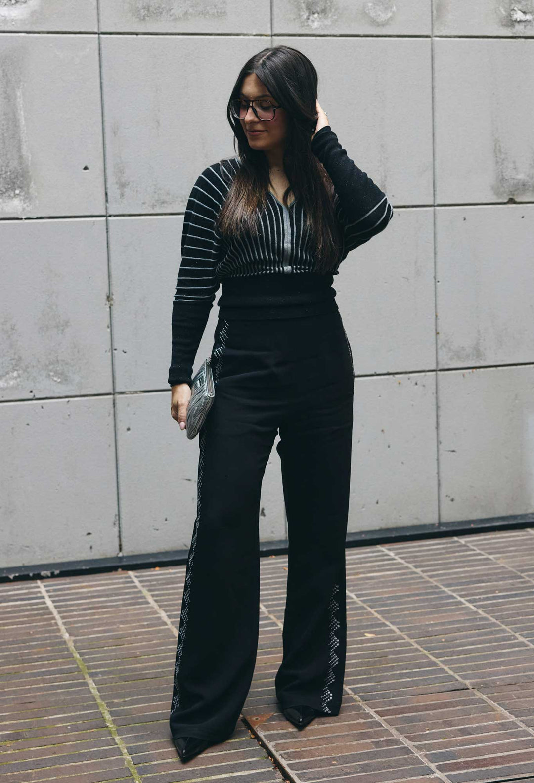Elvira Viscose Stretch Crepe Pant in Onyx