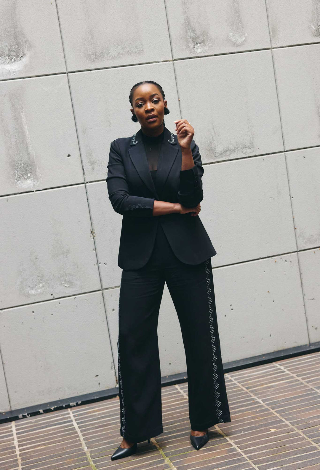 Elvira Viscose Stretch Crepe Pant in Onyx