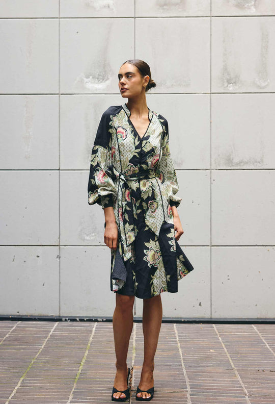 Emersyn Linen Viscose  Dress in Mariposa Nero