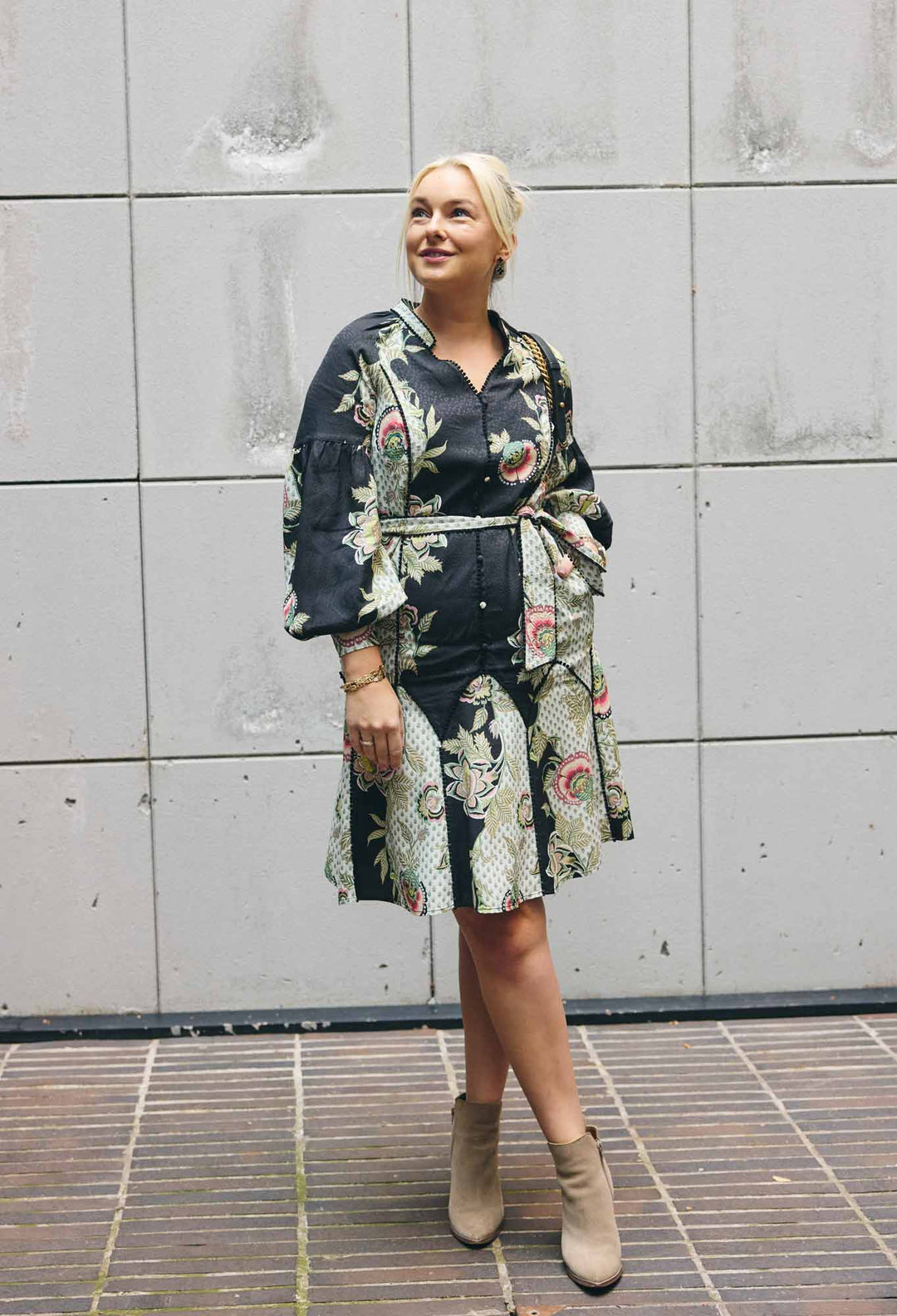 Emersyn Linen Viscose  Dress in Mariposa Nero