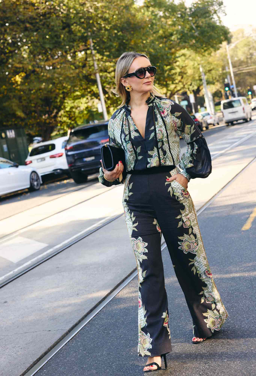 Merida Linen Viscose Pant in Mariposa Nero