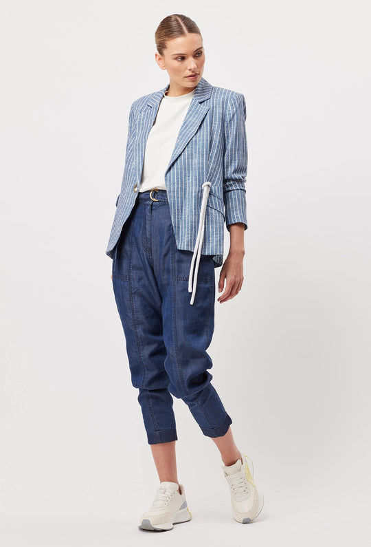 OnceWas Transit Tencel Denim Hi Waist Rolled Cuff Pant