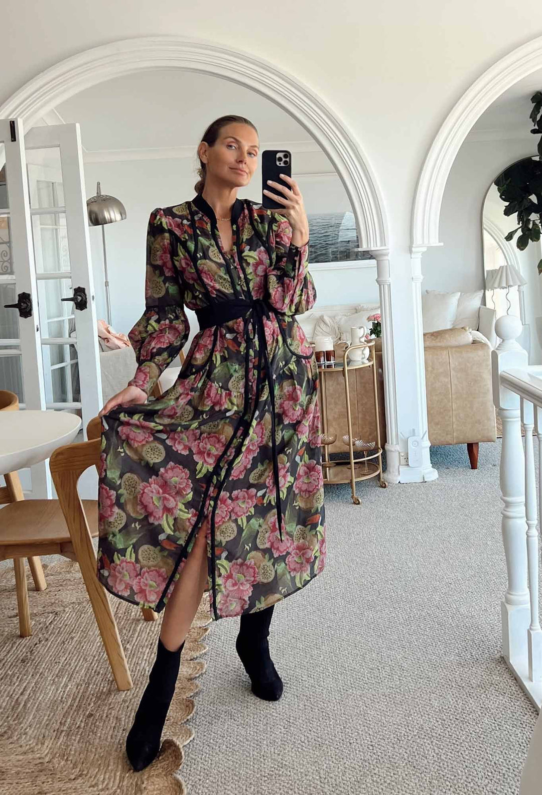 Esmeralda Cotton Silk Dress in Winter Granadilla