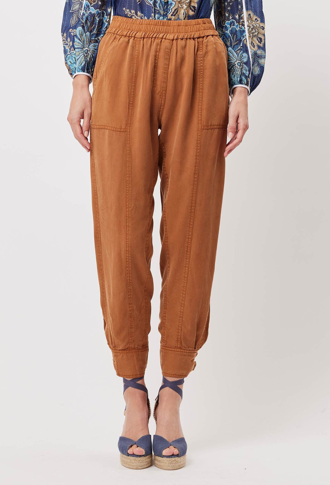 Tulum Tencel Press Stud Jogger in Bronzed