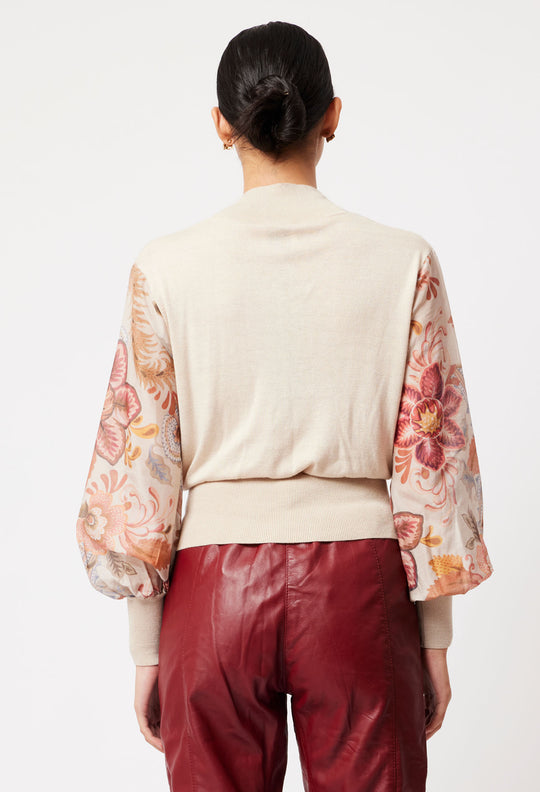 OnceWas Lyra Rayon Nylon Knit in Fawn/Aries Floral