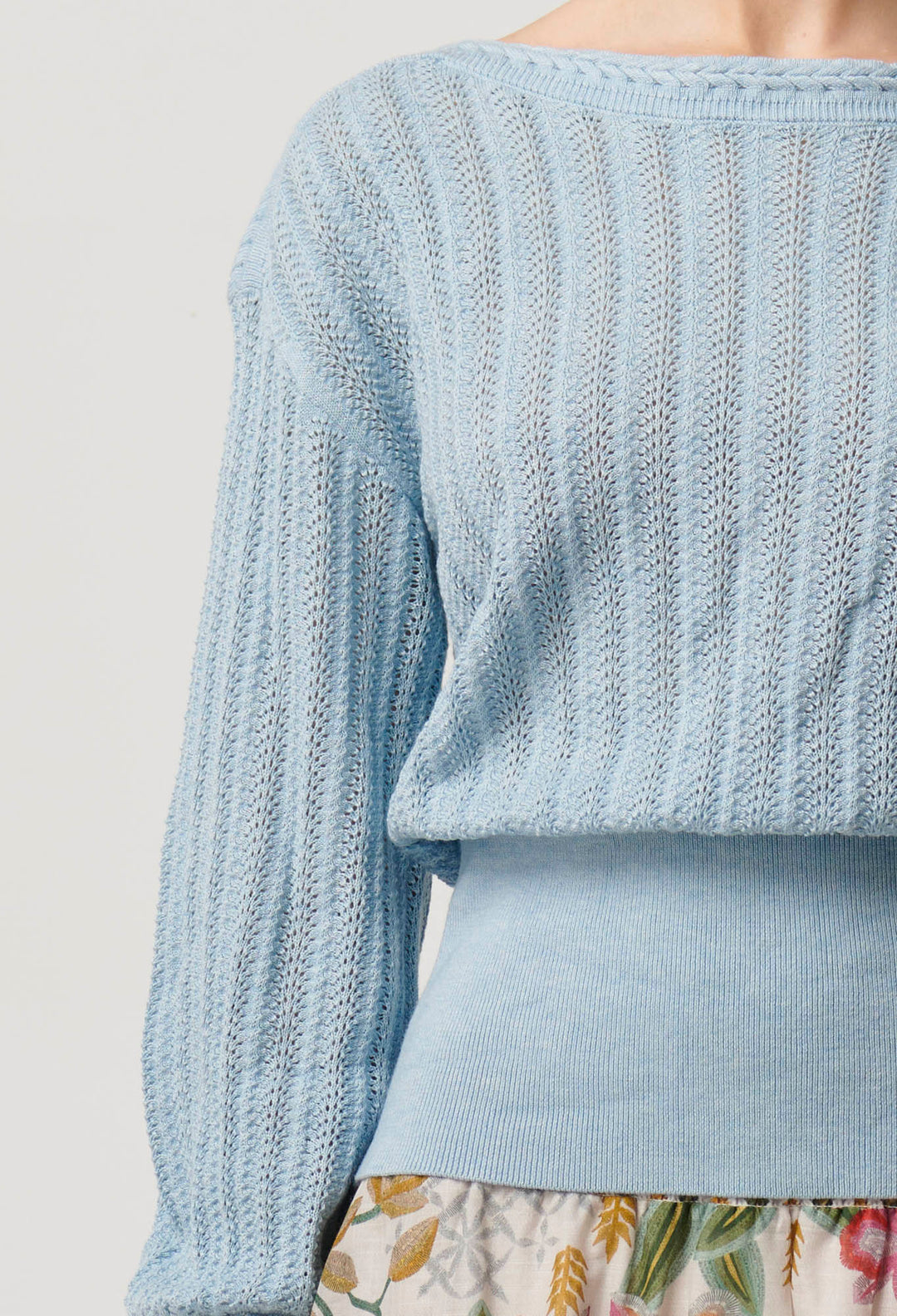 Marley Merino Cotton Knit Top in Cornflower