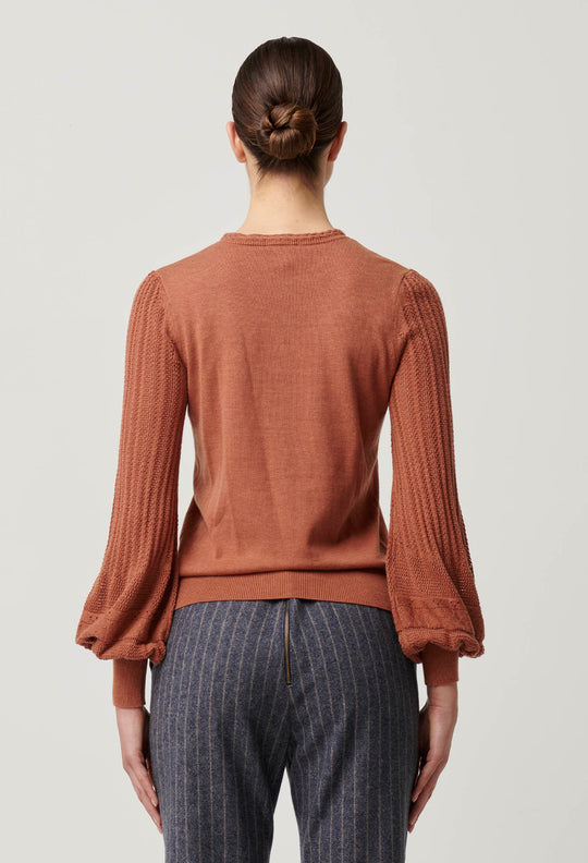 OnceWas Eastyn Supina Cotton Merino Wool Blend Knit in Tawny