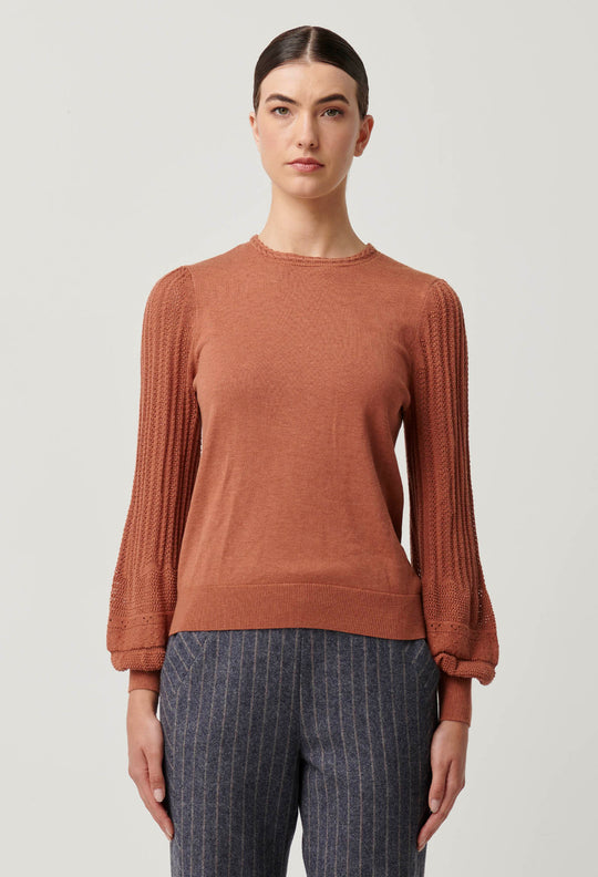 OnceWas Eastyn Supina Cotton Merino Wool Blend Knit in Tawny