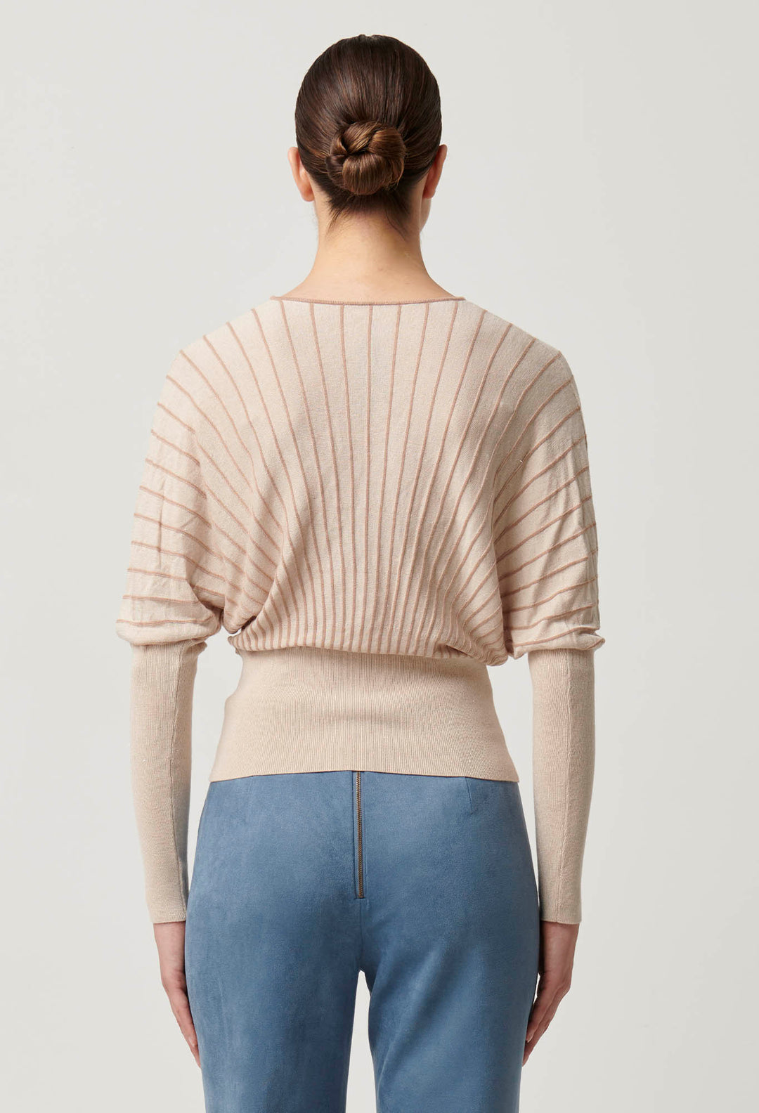 OnceWas Francine Viscose Nylon Blend Knit Top in Buckwheat