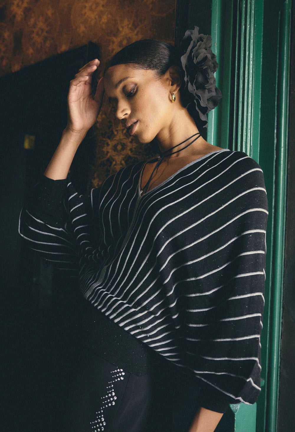 OnceWas Francine Viscose Knit Top in Onyx