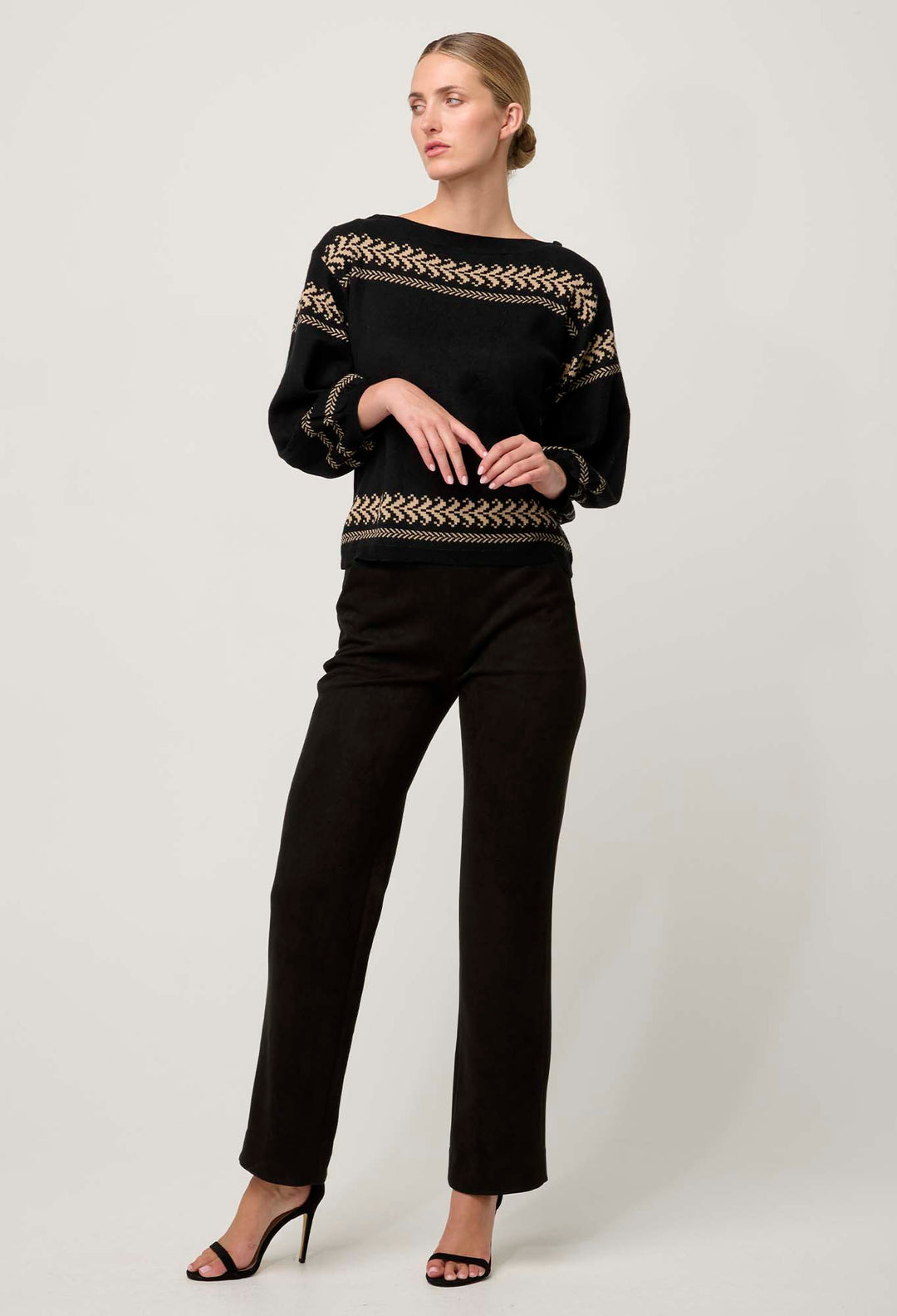 OnceWas Odessa Merino Wool Blend Knit Top in Onyx
