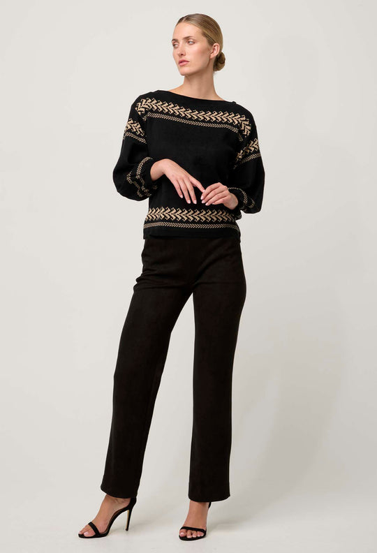 OnceWas Odessa Merino Wool Blend Knit Top in Onyx
