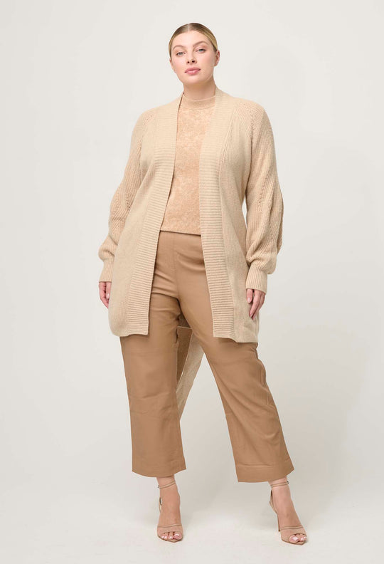 OnceWas Isolda Merino Wool Belted Wrap Knit Cardigan in Bourbon