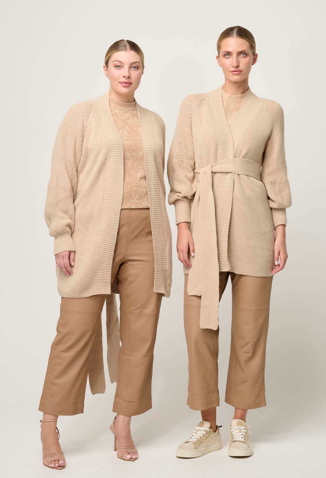 OnceWas Isolda Merino Wool Belted Wrap Knit Cardigan in Bourbon